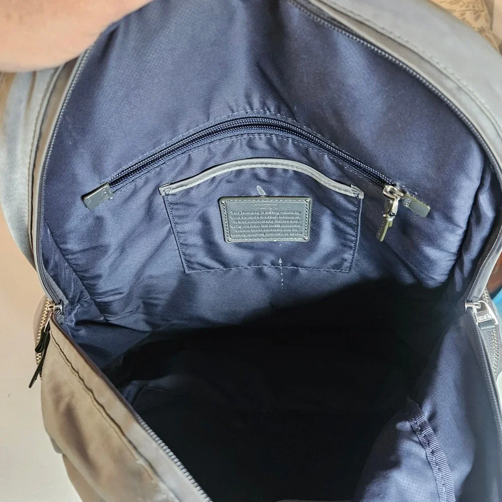 Tumi Voyageur Grey Nylon Laptop Backpack Silver Hardware Travel Bag